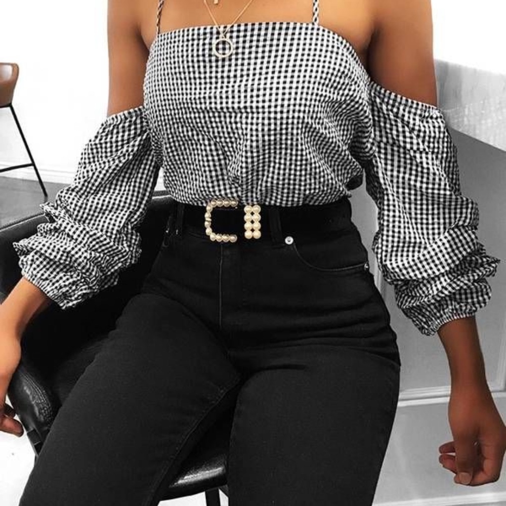 Gingham Self-Tie Halter Top